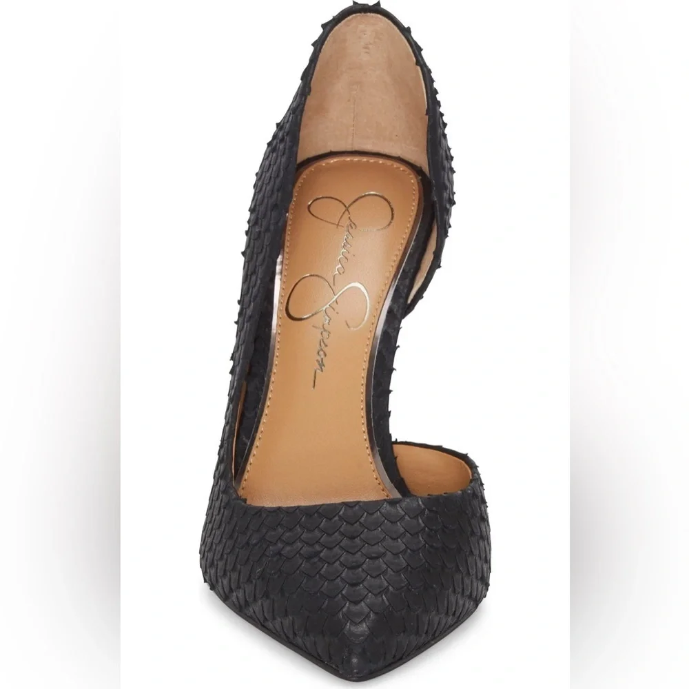 Jessica Simpson Pheona Pump Black Leather Pointed Toe Stiletto Heels Size 9